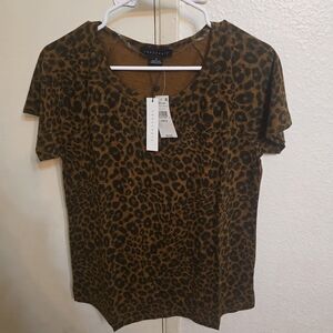 Sanctuary Brown Leopard Print Short Sleeve Tee